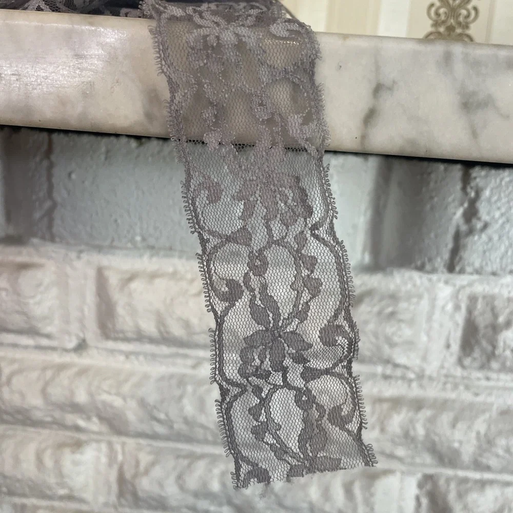 gray lace fabric floral 1 3/4